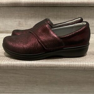 Alegria Lauryn Burgundy Metallic Leather Shoes